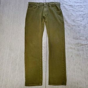 Olive Stretch Denim Varick Five-Pocket Jeans